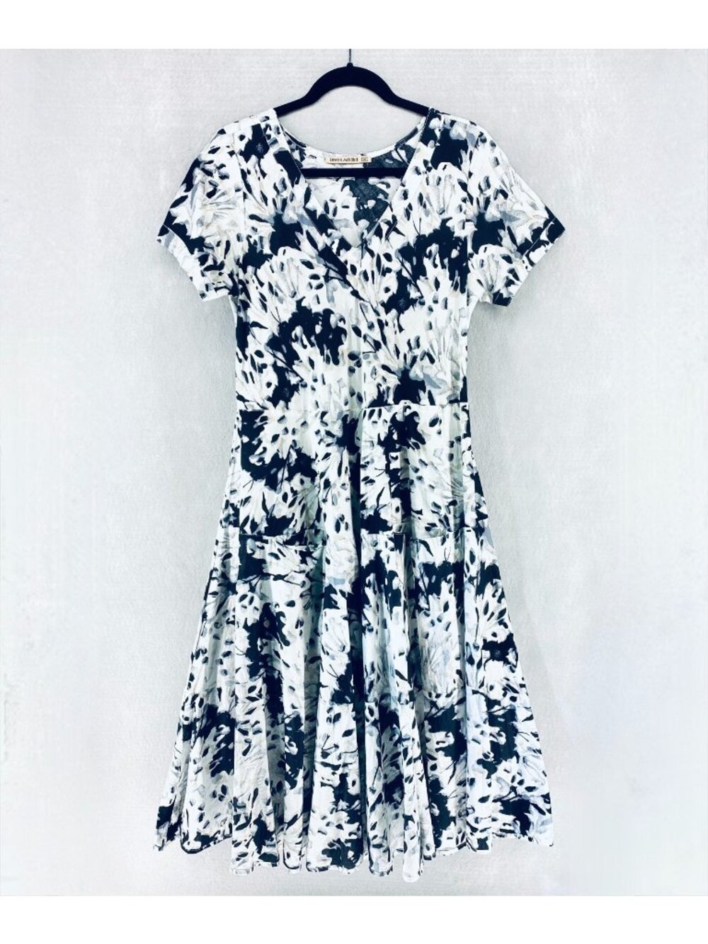 Dress Addict Cottagecore Dress Womens M Black Tan Cotton Floral Maxi Smocked